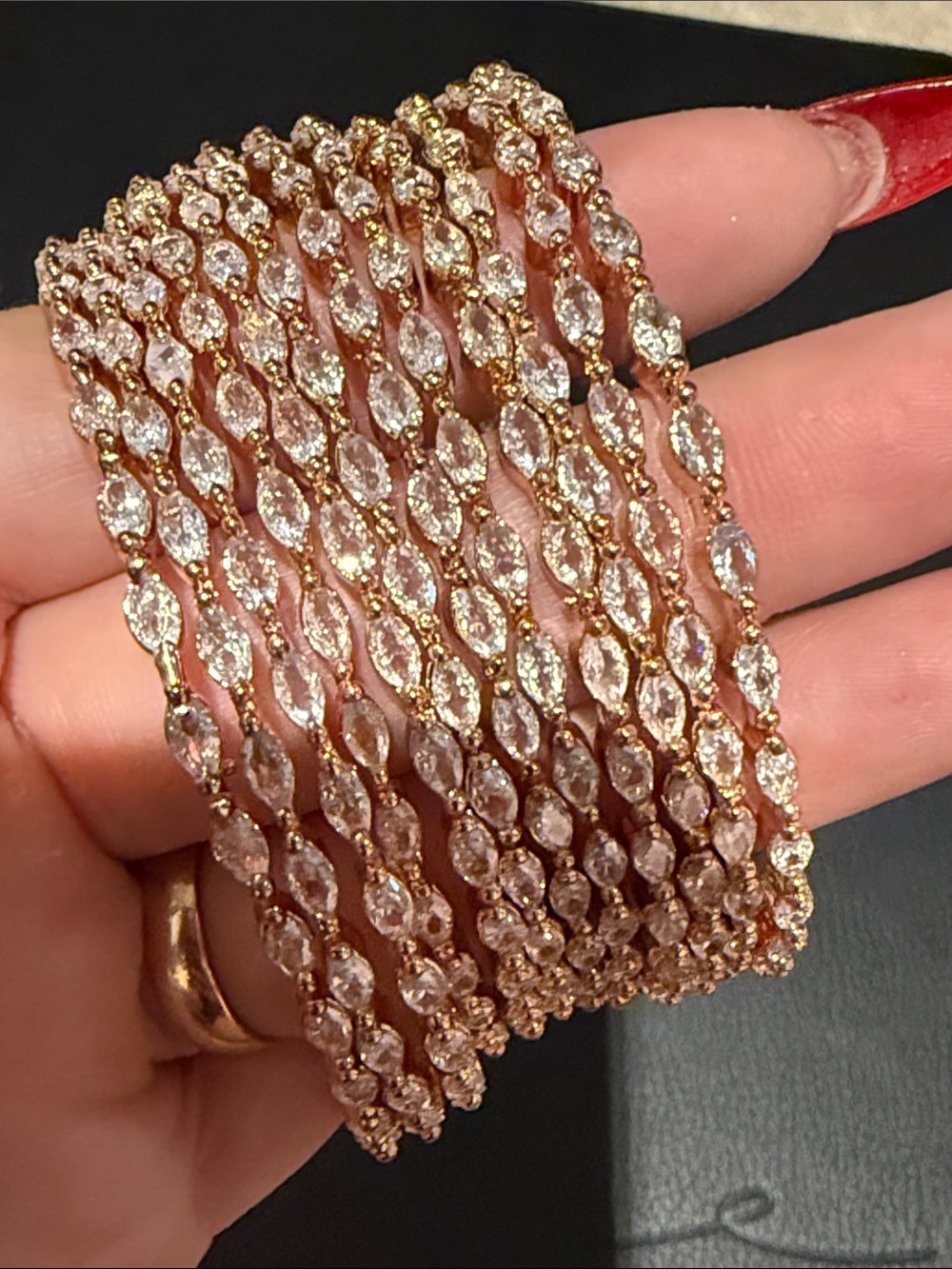 Rose Gold Crystal Tennis Bracelet Set of 12 - Women Jewelry